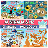 Australia and New Zealand Clipart Bundle 1 (Lime and Kiwi 