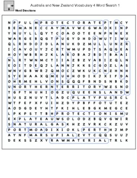 Preview of Australia and New Zealand Vocabulary 4 Word Search