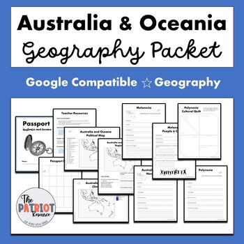 Preview of Australia and Oceania Geography Activities Packet  (Google)