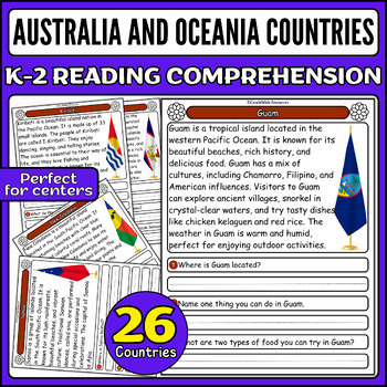 Preview of Australia and Oceania K-2 Reading Comprehension Passages for AAPI Heritage Month