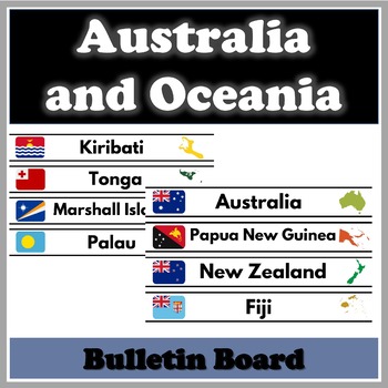 Preview of Australia and Oceania Geography - Word Walls/Bulletin Boards with Flag and Map