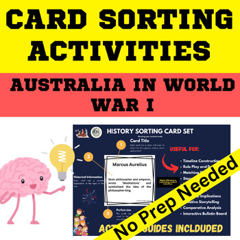 Preview of Australia and World War 1 History Card Sorting Activity - PDF and Digital