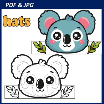 Preview of Australia day / Koala Animals Hat Craft / Crown Craft Activities Coloring Pages