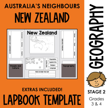 Preview of Australia's Neighbours New Zealand Lapbook Template