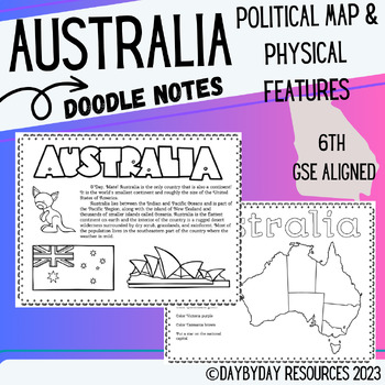 Preview of Australia's Political Map & Physical Features (GSE SS6G11)