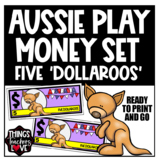 Australian Play Money, Dollars, $5, 5 Dollaroos Fun Play M