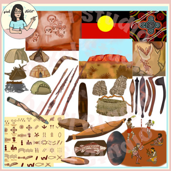 Preview of Australian Aboriginal Indigenous People Clip Art Uluru Dreamtime Shelters