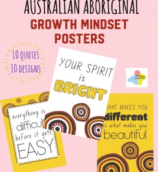 Preview of Australian Aboriginal pattern art Growth Mindset Posters|Classroom Quote posters