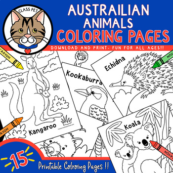 Preview of Australian Animal Coloring Pages for Preschool | Kindergarten | First Grade