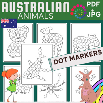 Preview of Australian Animal Coloring Pages Dot Markers Printables, 100% Instant Download