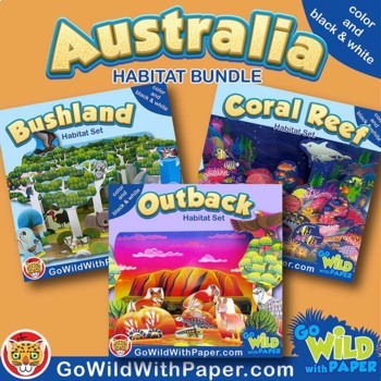 Preview of Australian Animal Habitat Diorama Project BUNDLE