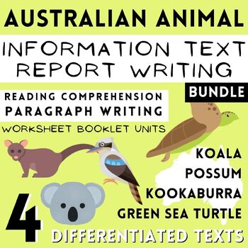 Preview of Australian Animal Information Texts, Report Writing & Reading Analysis Bundle