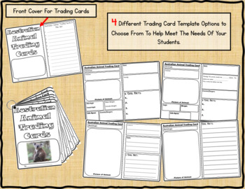 Preview of AUSTRALIAN ANIMALS Research Trading Cards Graphic Organizers and QR Codes