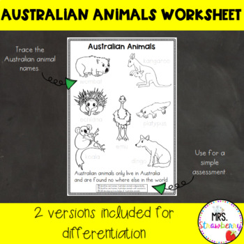 Australian Worksheet by Mrs Strawberry | TpT