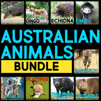 Preview of Australian Animals BUNDLE: Nonfiction Animal Research & Comprehension Activities