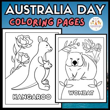 Preview of Australian Animals Coloring Pages Activities Worksheets Australia Day