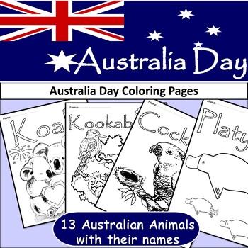 Preview of Australian Animals Coloring Pages/Australia Day Coloring sheets/January 26th