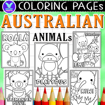 Preview of Australian Animals Coloring Pages & Writing Paper Activities ELA No PREP