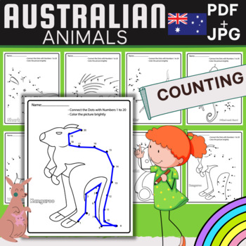 Preview of Australian Animals Connect the Dots - Dot to Dot Counting 1-20