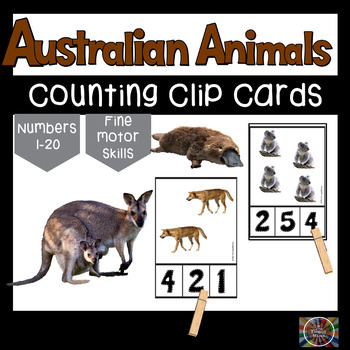 Australian Animals Count and Clip Number Cards by The Therapy Mama