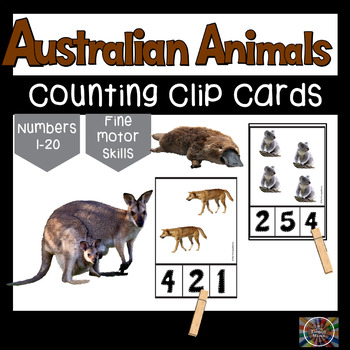 Preview of Australian Animals Count and Clip Number Cards