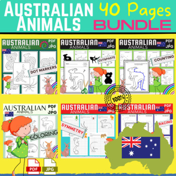 Preview of Australian Animals Crazy Bundle Worksheets Connect the dots,Scissor Skills...