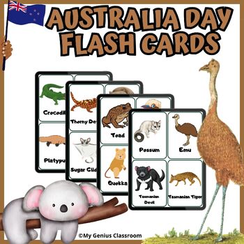 Preview of Australian Animals Flashcards / Printable Preschool Game