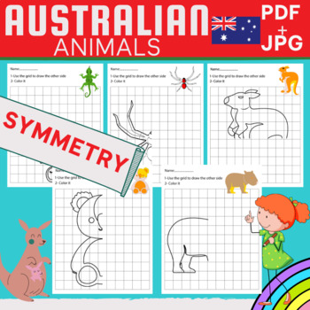 Preview of Australian Animals Lines of Symmetry Activity - Fun Math Center & Early Finisher