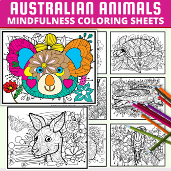 Preview of Australian Animals Mindfulness Coloring Pages - End of the Year Activities