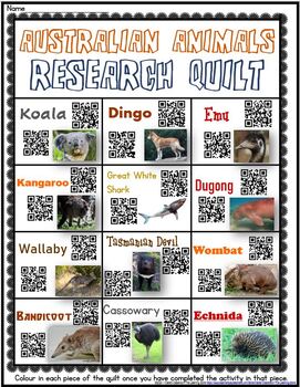 Preview of Australian Animals Research Quilt - NO PREP  (Distance Learning)