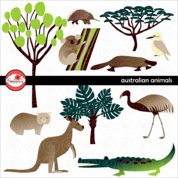 Preview of Australian Animals & Trees Clipart by Poppydreamz