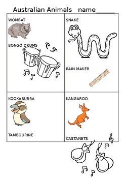 Preview of Australian Animals and Musical Instruments