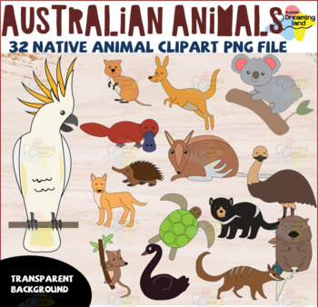 Australian Animals clipart BUNDLE| Transparent background cartoon cliparts