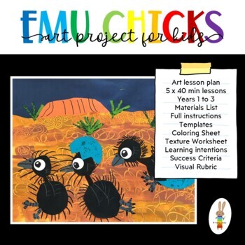 Preview of Art Lesson for Elementary School - Emu Chicks