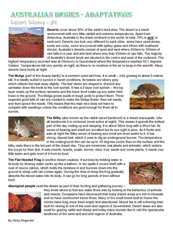 Preview of Australian Biomes - Animal and Plant adaptions