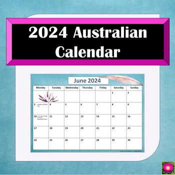 Preview of Australian Calendar 2024 Gumleaf A4 printable