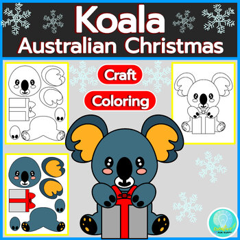 Preview of Australian Christmas Crafts Koala Holding a Gift Box Christmas in Australia