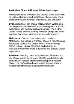 Preview of Australian Cities - Geography Comprehension Guided Reading Year 3 Year 4