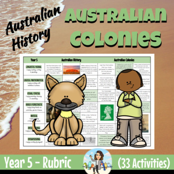 Preview of Australian Colonies Australian History Year 5 Rubric Australian Curriculum