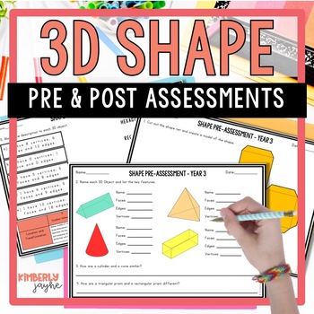 Preview of Australian Curriculum 3D Shape Math Pre & Post Test Year 3