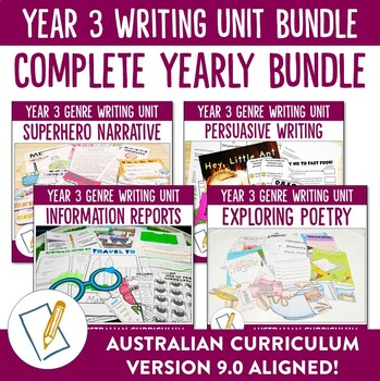 Preview of Australian Curriculum 9.0 Year 3 Writing Units Bundle