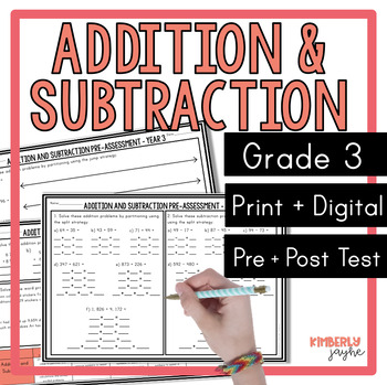 Preview of Australian Curriculum Addition and Subtraction Pre & Post Test Year 3 Assessment
