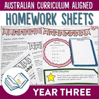 Preview of Australian Curriculum Aligned Year 3 Homework Sheets