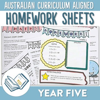 Preview of Australian Curriculum Aligned Year 5 Homework Sheets