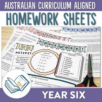 Preview of Australian Curriculum Aligned Year 6 Homework Sheets
