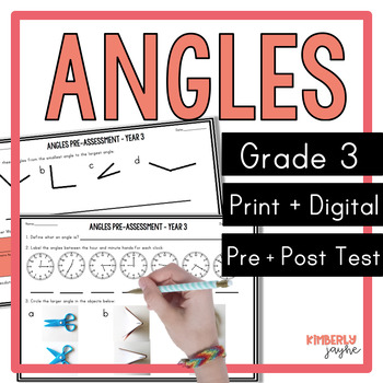 Preview of Australian Curriculum Angles Math Pre & Post Test Year 3