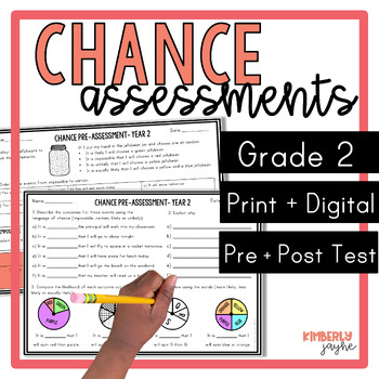 Preview of Australian Curriculum Chance Math Pre & Post Test Year 2 Assessment