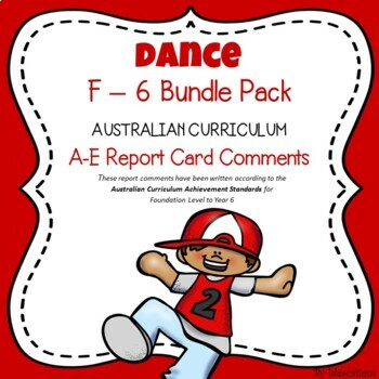 Preview of Australian Curriculum Dance Report Card Comments - F-6 Bundle Pack