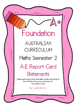 Preview of Australian Curriculum Foundation/ Prep Maths Report Card Comments - Semester 2