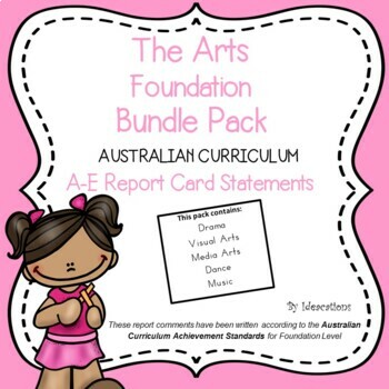 Preview of Australian Curriculum Foundation/ Prep The Arts Report Comments - Bundle Pack